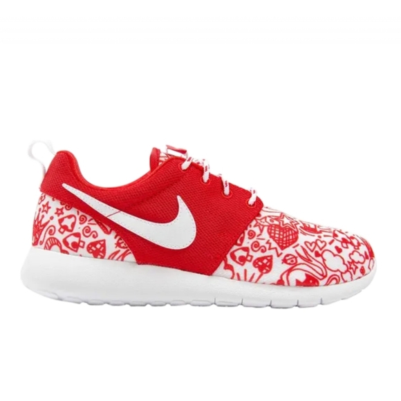 Nike Roshe One Print GS Valentines Day Red & White Graphic Sneakers - Picture 1 of 13